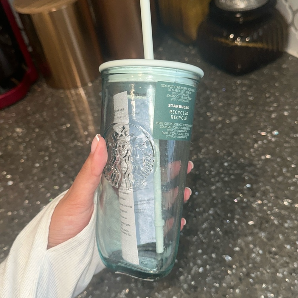 Starbucks recycled glass cup mint green brand new 2023